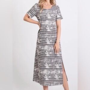 First Love by Lovelyn Gray and White Tie Dye Maxi Dress, Size Small